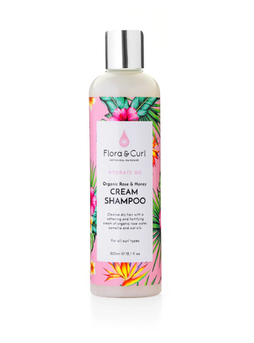 FLORA & CURL Organic Rose & Honey Cream Shampoo Product Bottle