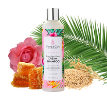 Load image into Gallery viewer, FLORA &amp; CURL Organic Rose &amp; Honey Cream Shampoo Product Bottle
